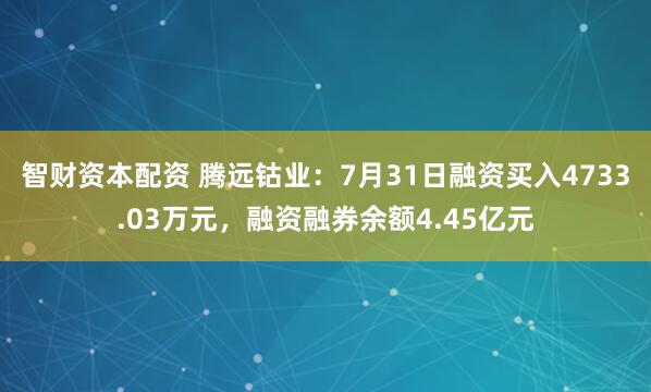 智财资本配资 腾远钴业：7月31日融资买入4733.03万元，融资融券余额4.45亿元